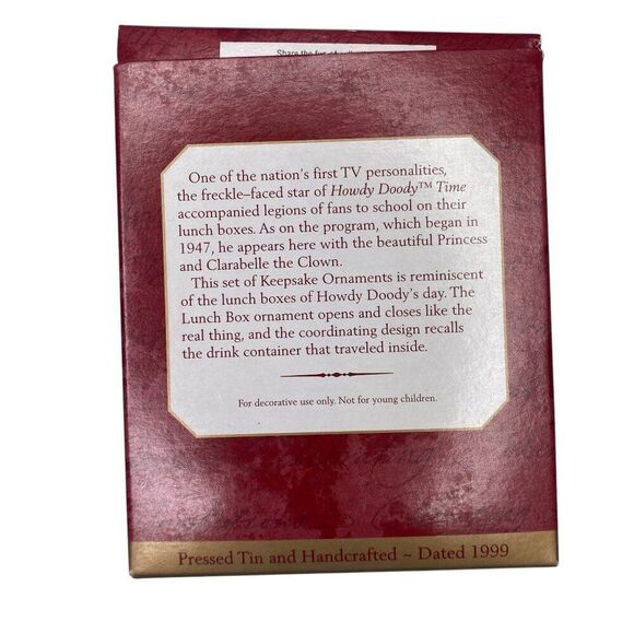 Howdy Doody Lunch Box Ornament Hallmark - Picture 3 of 4